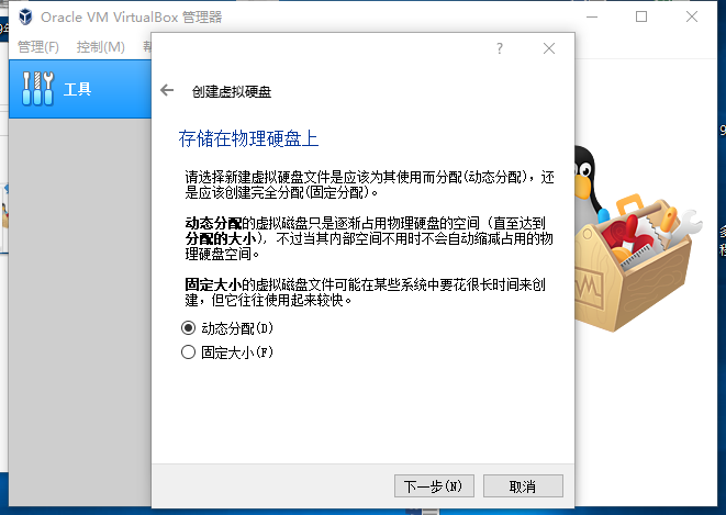 选择虚拟磁盘分配方式